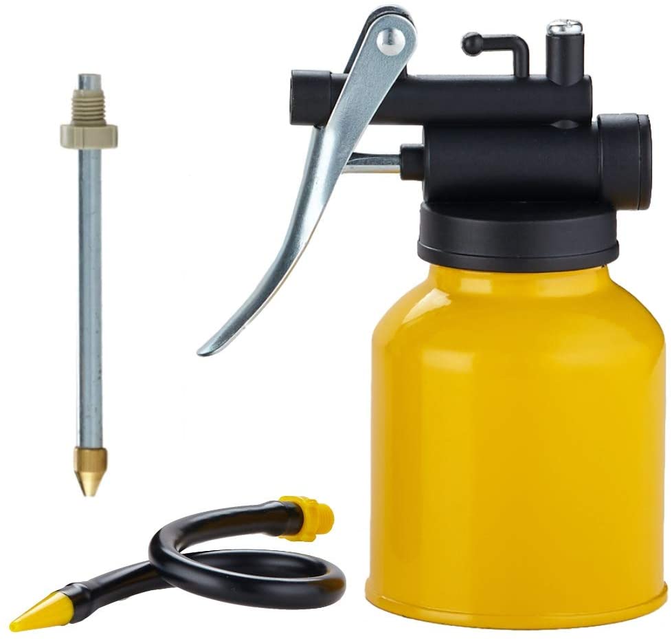 Hand Pump Oiler Can with Metal & Long Flex Spout